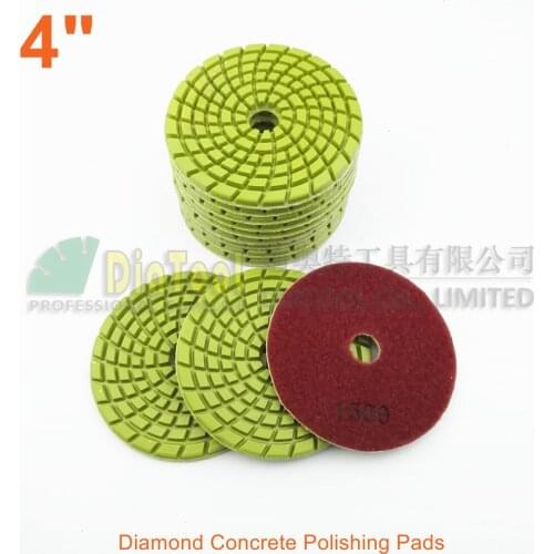DIATOOL 12pcs 4inch Diamond resin bond concrete polishing pads #1500 Renew sanding discs
