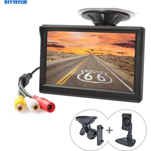 DIYSECUR 5" TFT LCD Display Reversing Backup Rear View Car Monitor with Suction Cup and Bracket for MPV SUV Horse Lorry
