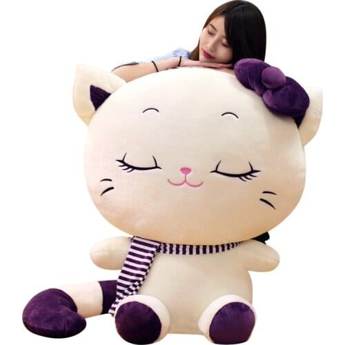 Dorimytrader Jumbo Lovely Soft Cartoon Cat Plush Pillow Cute Kitten Stuffed Dolls for Kids Gift 39inch 100cm DY60387