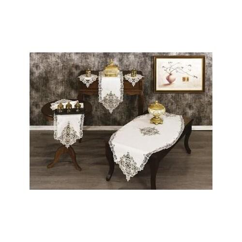 DowryWorld - French Laced 5 Piece Living Room Set (Cream)
