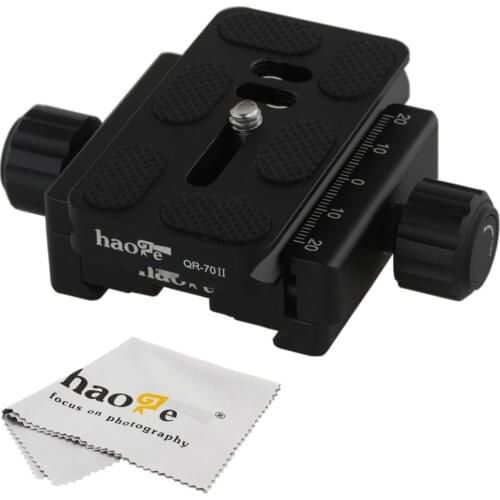 Haoge CP-50BII 50mm Subtend Double Dual Quick Release Clamp with 70mm Plate for Arca Swiss RRS Benro Rail Plate Nodal Slide