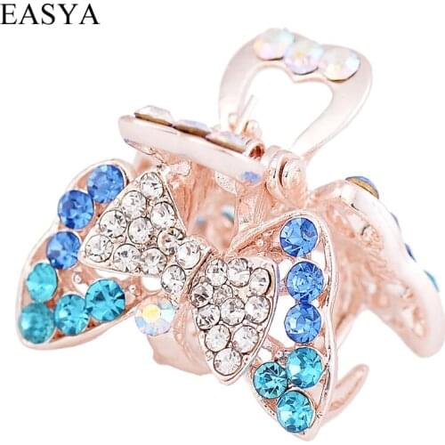 EASYA Fashion Crystal Bowknot Hairwear Hair Claw New Simple Fashion Rhinestone Hair Accessories Ornaments Jewelry