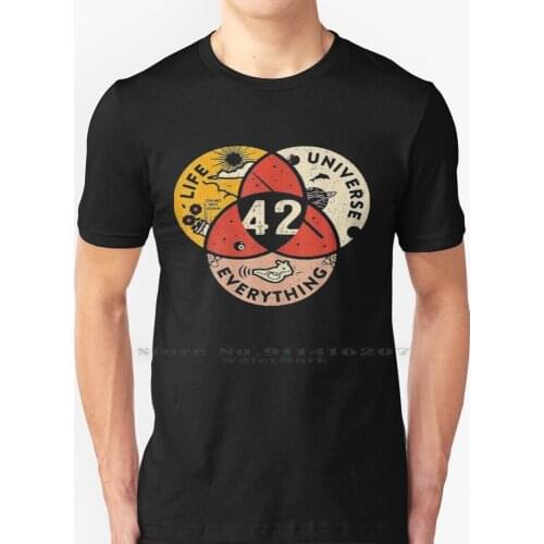 42 Answer To Life Universe And Everything T Shirt 100% Pure Cotton 42 Galaxy Life Hitchhikers Guide To The Galaxy Universe