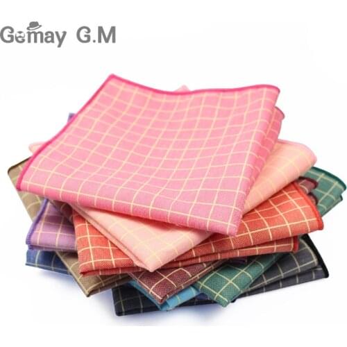 Plaid Handkerchiefs For Men Accessories 25*25cm Pocket Square New Arrival Cotton Pocket Hanky For Adult Scarves Vintage Hankies