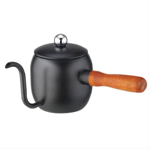 500ml Stainless Steel Pour Over Coffee & Tea Kettle with Wood Handle for Exact Temperature, Gooseneck Spout Pots for Kitchen