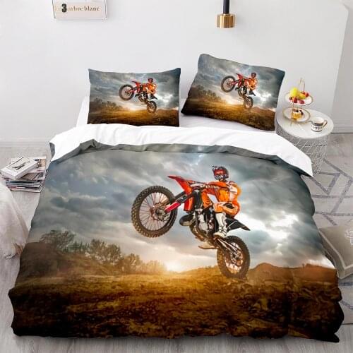 Extreme Sport Off-road Stunt Motorcycle Bedding Set Single Twin Full Queen King Size Bed Set Childrens Bedroom Duvetcover 003