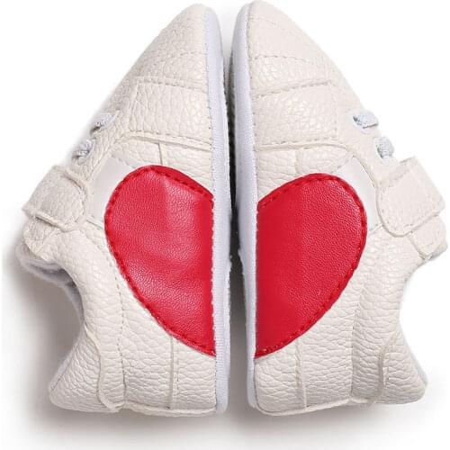 New Infant Newborn Baby Boys Girls Soft PU Heart Print Autumn Lace-Up First Walkers Sneakers Shoes Toddler Classic Casual Shoes