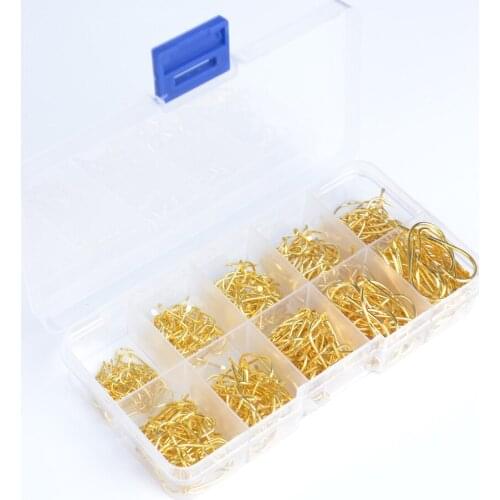 Barbed Hook 500pcs/Box Strong Carbon Steel Saltwater Freshwater Sharp Fishing Circle Jig Hook Set 10 Mixed Sizes1#-10# Fishhooks