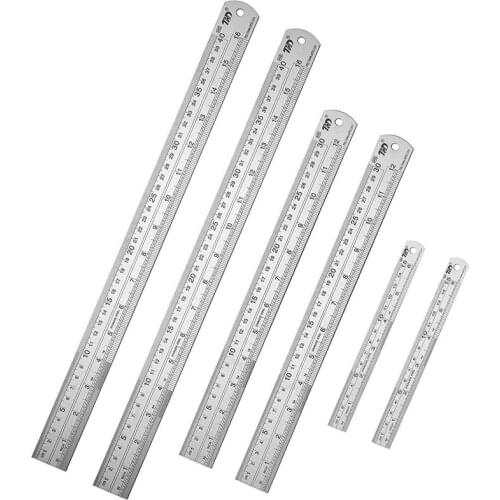 Stainless Steel Ruler Straight Edge Metal Ruler Set For Engineering Office And School 16 inch(40 cm) + 12 inch(30cm) + 6 inch (1