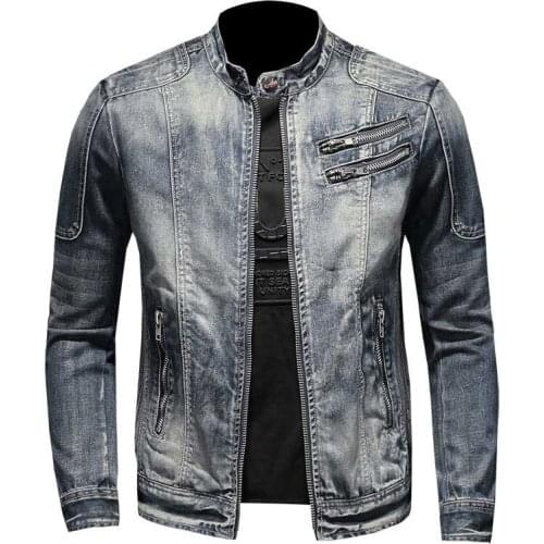 Mcikkny Mens Vintage Denim Classic Denim Jackets Washed Trucker Outwear Tops For Male Clothing Size M-6XL