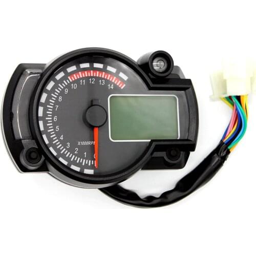 Motorcycle Speedometer Odometer Tachometer Fuel Meter 7-Color Backlight LCD Motorbike Digital Gauge Universal