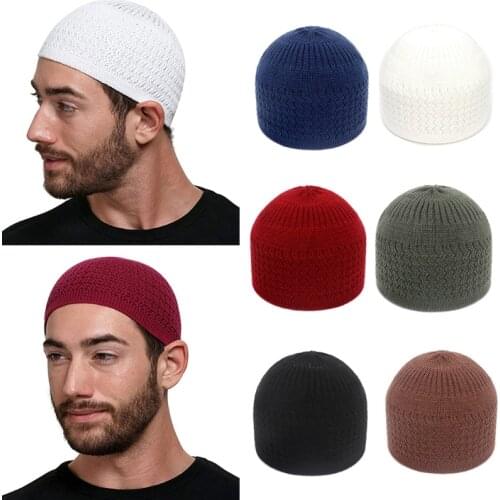 Islamic Knitted Prayer Hat Crochet Skull Beanie for Muslims Paryers and Islamic Hat made from Acrylic Fiber