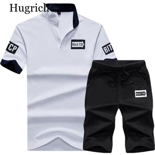 Tracksuit Set Men 2021 Summer Casual Short Sleeve Shirt + Shorts Set Mens 2 Pieces Set Letter Printing Male Polo Suit Sportswear