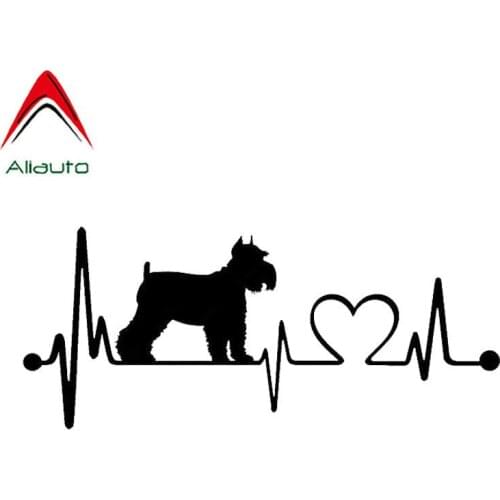 Aliauto Personality Car Stickers Schnauzer Heartbeat Dog Automobile Styling Waterproof Sunscreen Decal Decoration,15cm*6cm