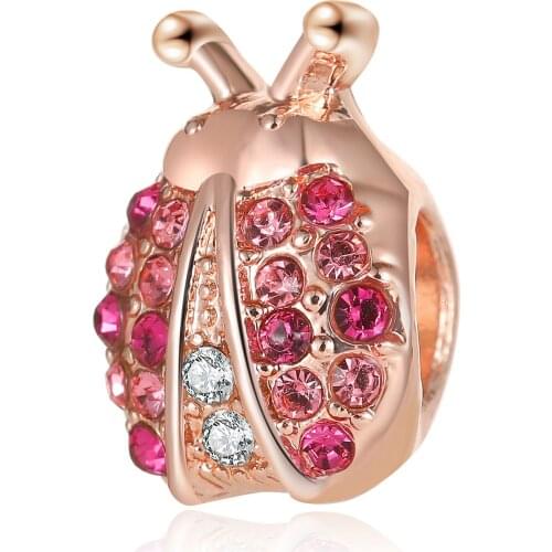 New Original Alloy Bead Cute Cartoon Ladybug Niche Charm Fit Pandora Bracelet Bangle Necklace DIY Women Jewelry