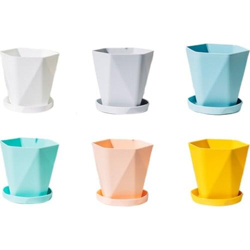 Plastic Flowerpot Planter Green Basket Creative Home 6pcs Garden For Trays-potted Plants Nordic Style Planting Pots