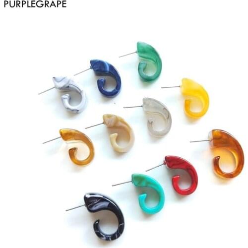 Resin ear pin DIY earrings accessories jewelry pendant marble pattern geometric retro 10 pieces PURPLEGRAPE