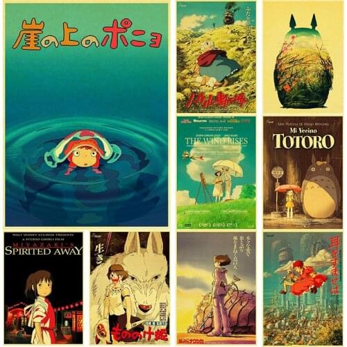 Classic Anime Movie Kraft Paper Poster of The Wind Rises Directed By Miyazaki Hayao Series Wall Sticker for Room Decorative Gift