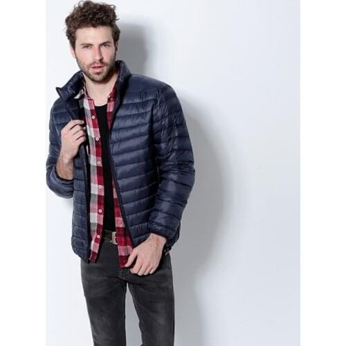 Plus Size Winter Jacket Men 2017 New Couples Thin Coats 90% Duck Down Ultra-light Slim Stand-Collar Cotton-Padded Solid Parkas