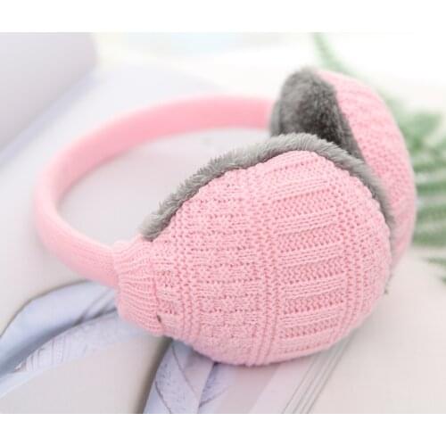 Adjustable Knitting Earmuffs Female Elegant Pure Color Japanese Style Lovely Autumn Winter High Quality Plush Warming Earmuffs
