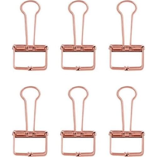 Rose gold hollowed out design binder clip for office school paper organizer stationery supply decorative metal clips