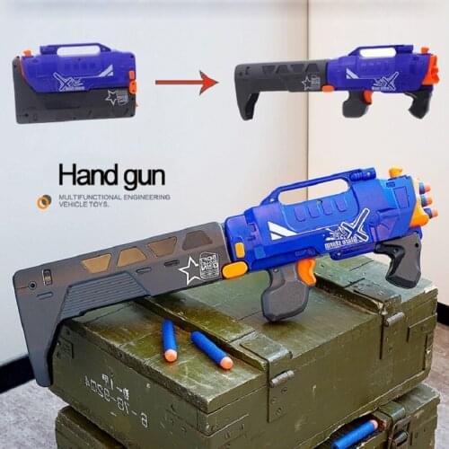 Manual Burst of Childrens Toy Gun Continuous Firing Safe Soft Bullet Hand Guns for Boys 5-14 Years Can Be Folded Kid Game Gifts