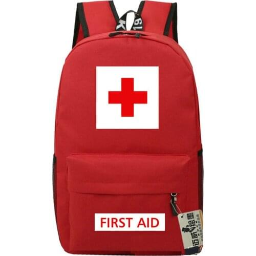 First aid backpack Red cross daypack Good quality schoolbag Logo print rucksack Satchel school bag Outdoor day pack