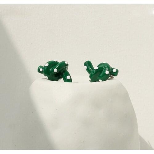 SRCOI Special Polka Dot Weave Knotted Enamel Earrings Cute Small Geometric Metal Dripping Women Birthday Party Accessories 2021