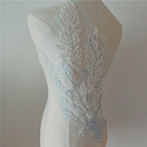 Leaf nail pearl sequins lace patch subsidies wedding dress childrens wear fabric stage costumes decorative applique accessories