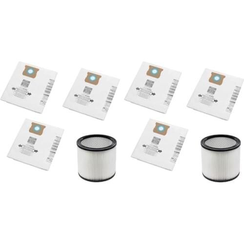 VF2005 Vacuum Collection Filter Bags + Replacement Filter for Shop-Vac 9066200 10-14 Gallon 90662 90350 90304 90333
