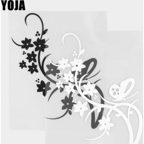 YOJA 11.8×14.3CM Vinyl Decal Lovely Butterfly Flowers Cartoon Animals Car Stickers Black/Silver 19C-0326
