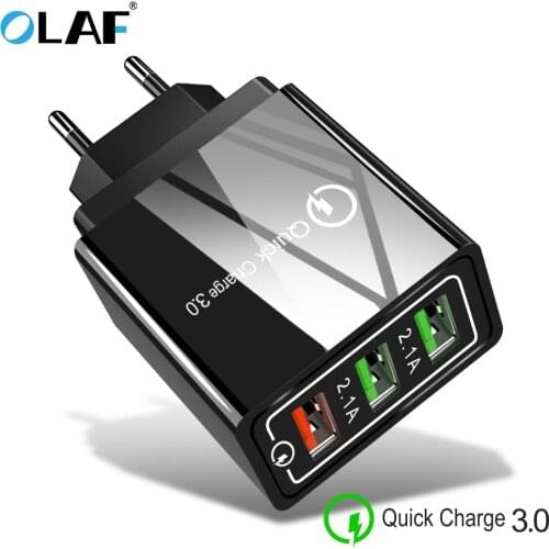 OLAF USB Charger EU 3 Ports Quick Charge 3.0 Travel Mobile Phone Charger Adapter For iPhone Xiaomi Samsung Huawei LG Fast QC 3.0