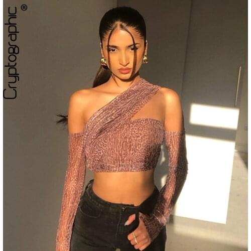 Cryptographic Fashion Vintage Print Sexy Backless Women Tops Skew Collar Slim Tank Tops With Sleeve Summer 2021 Streetwear