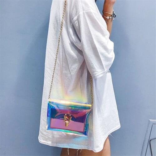 Women Laser Transparent Crossbody Bag Messenger Shoulder Bag PVC Jelly Small Tote Bags Holographic Lady Sac Femme Bandoulier