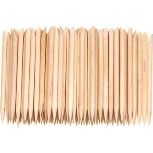 100pcs Nail Wooden Cuticle Pusher Nail Art Stickers Orange Wood Sticks Cuticle Removal Manicure Nail Art Tools
