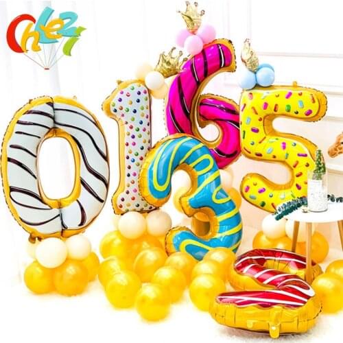 16Pcs Candy Donut Number Foil Balloons 40 inch Digital Helium Ballon Wedding Decoration Kids Baby Shower Birthday Party Balloon