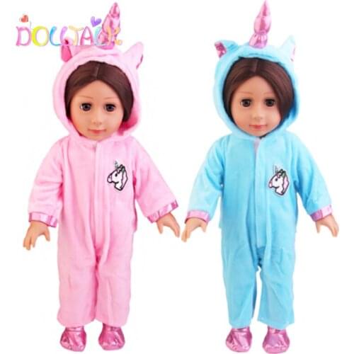18 inch Dolls Unicorn Outfit Suit+Shoes For 43 cm New Baby Born Dolls Cute Jumpers Rompers For Our Generation Toys Accessories