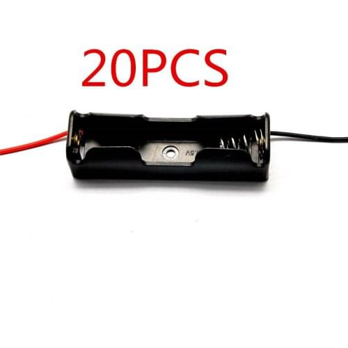 20PCS AA Batteries Storage Case Plastic Box Holder with 6'' Cable Lead for 1 x AA Battery Soldering Connecting Black Digital