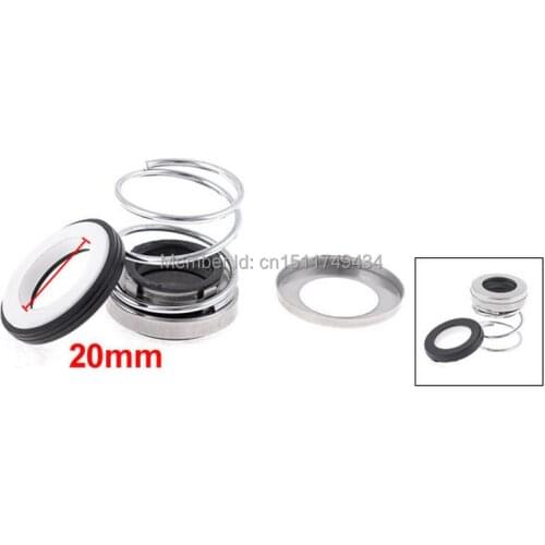 20mm Inner Dia Rubber Bellows Sliver Tone Coil Spring Mechanical Seal 5pcs