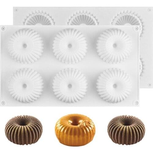 6 Cavity Donut Silicone Mold DIY Cake Decoration Accessories Chocolate Dessert Pudding Cake Mold Kitchen Baking Tools