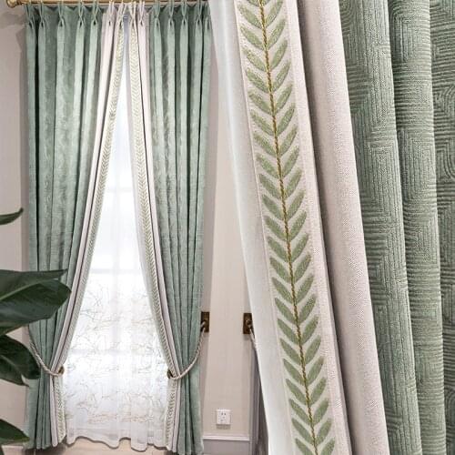 American Light Stitching Curtains Bedroom Luxury Living Room Modern Minimalist Nordic Full Shade Cloth Curtain
