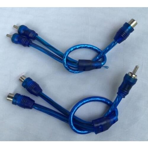 Audio Cable of Car Amplifier 2 Male One Female or One Male 2 Female Blue RCA Line Signal Lines 2 Channel Audio Output