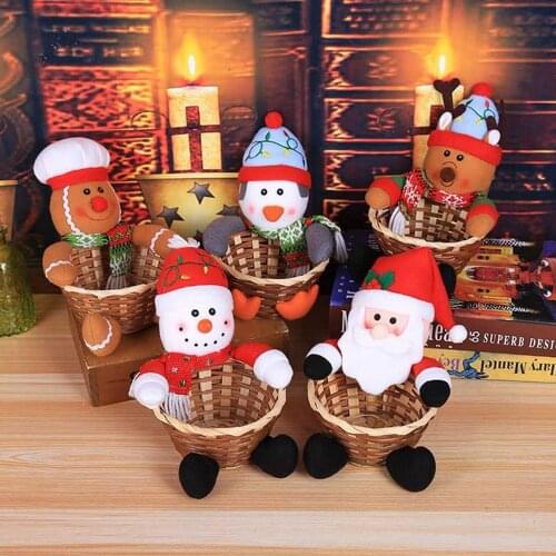 Behogar Cute Merry Christmas Candy Cookie Gift Storage Basket Container Box Holder for Home Xmas Party Gift Decoration