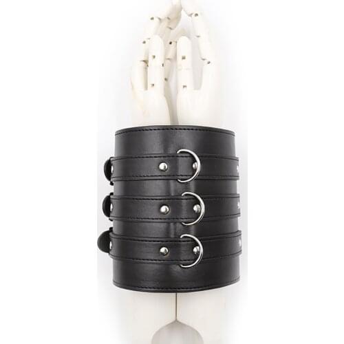 CamaTech Leather Strapon Handcuffs Bondage BDSM Armbinder Restraints Adjustable Erotic Arms Behind Back Straitjacket Adult Games