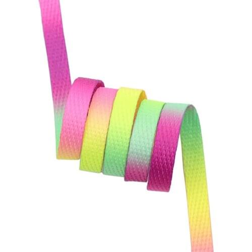 Coolstring 8MM Flat Top Shoe Accessories Wide Canvas Ropes Pretty Women Shoes Laces Rainbow Colorful Hat Cords Anti-Spilling