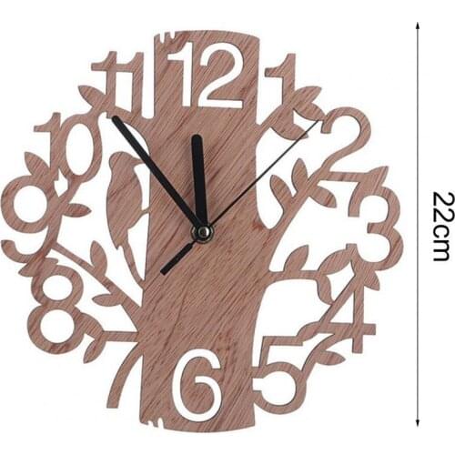 Wooden Creative Tree-shaped Wall Clock Silent Clock Precise Sturdy Lightweight Decorative Modern Large Wall Clock for Living Roo