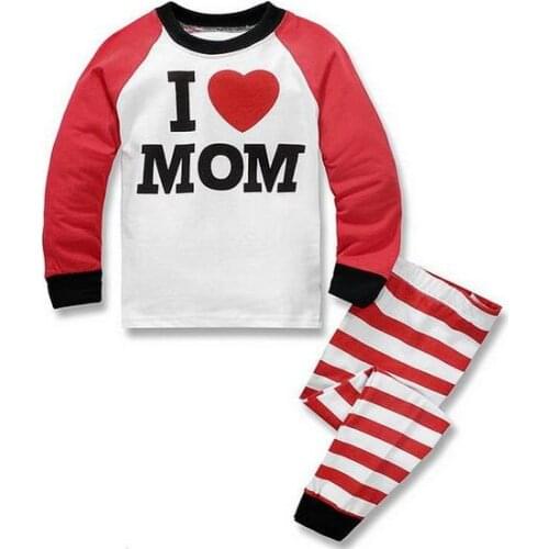 Newly arrived Baby Long Sleeve Cotton Mom Dad Cotton Pijamas Girls Pajamas Sets Kids Pyjamas T-Shirts+Trousers Pajama 2-8Years