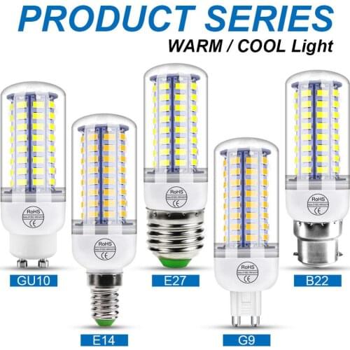 E27 Corn Bulb GU10 LED Lamp 220V E14 Bombillas G9 LED Bulb B22 3W 5W 7W 9W 12W 15W LED Light 5730 SMD Chandelier Candle Lighting