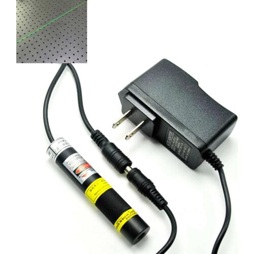 Focusable 515nm 30mW 16x68mm Line Grass Green Laser Diode Module w/ 12V Adapter