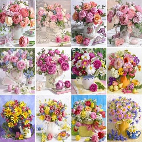 HUACAN Paint By Number Flower Kits Home Decor Pictures By Numbers Flower Drawing On Canvas HandPainted Painting Art DIY Gift